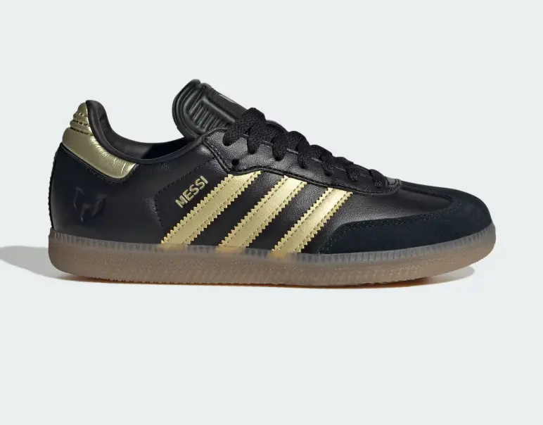 Adidas Messi Samba J Black Gold Youth Sneakers JR6349 Kids Soccer Shoes