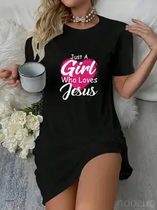 Just A Girl Who Loves Jesus Dress Christian Worshiper Casual Dress