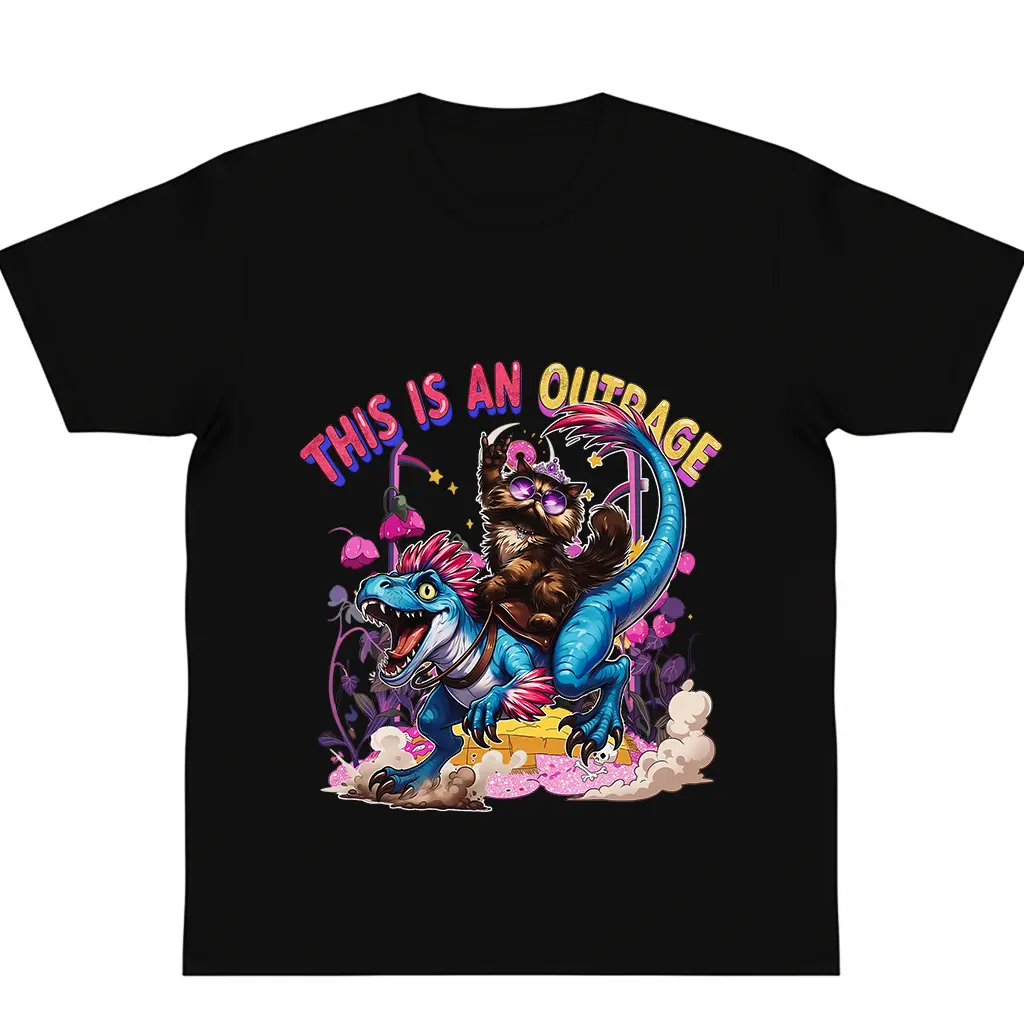 Oversize Cotton Dungeon Crawling T-Shirt - Outrage Graphic Top with Carl, Princess Donut & Mongo Prints, Casual Beach Streetwear, Y2K Fashion Cute Gift for Sports & Outdoor Enthusiasts
