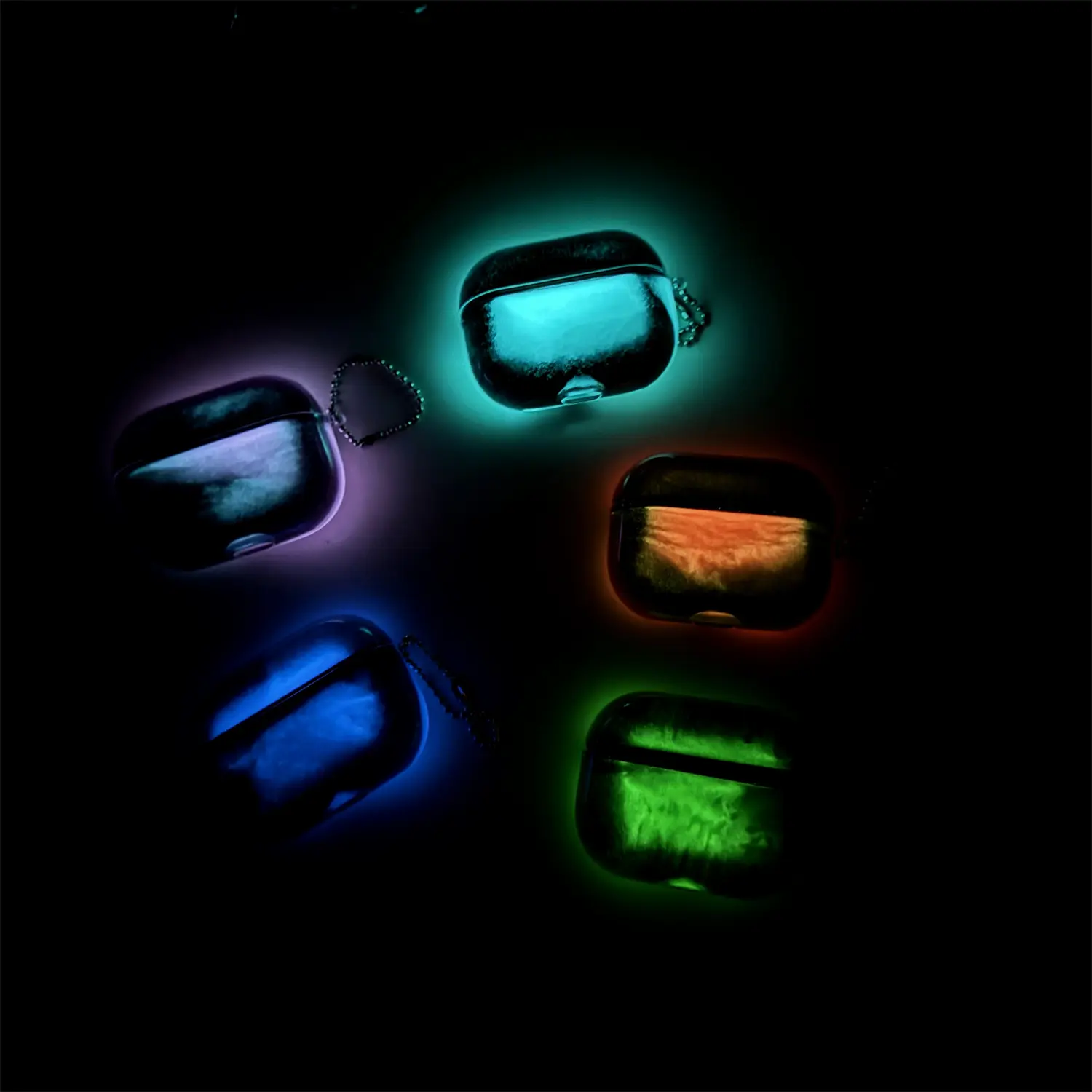 Luminous Quicksand AirPod Case for AirPods 1/2/3/4/Pro 2 - Shock Absorbing Night Glowing and Protective with Keychain
