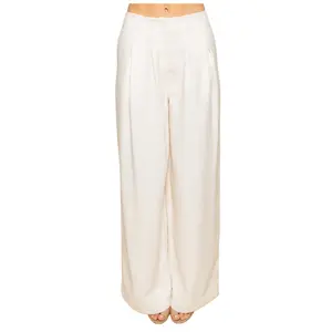 Ivory Tailored Wide-Leg Trousers