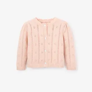 Pale Pink Pointelle Knit Baby Cardigan