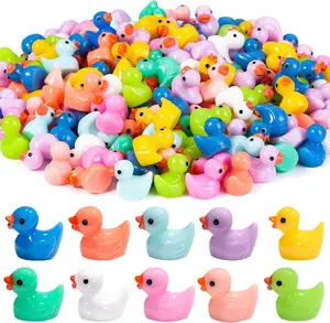 200Pcs Tiny Ducks 10 Colors Little Duck Figures Mini Resin Ducks Plastic Small Miniature Ducks Bulk for Dollhouse Decor Micro Fairy Garden Landscape Aquarium Tiny Toys DULEFUN