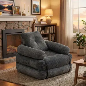 Truly Boneless Vacuum Sofa Modular Cloud Set Corduroy Fabric Lazy Sofa for Living Room Minimalist Compression Frame Boneless Design Small Space Savior Compact Foldable No Installation Needed