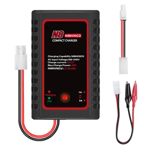RC Charger for RC Hobbies with Standard/Mini Tamiya Connector, NiMH/NiCd Battery Charger for 2-8s Nimh/Nicd Battery Packs, Charging Current 1000mA/2000mA,RED
