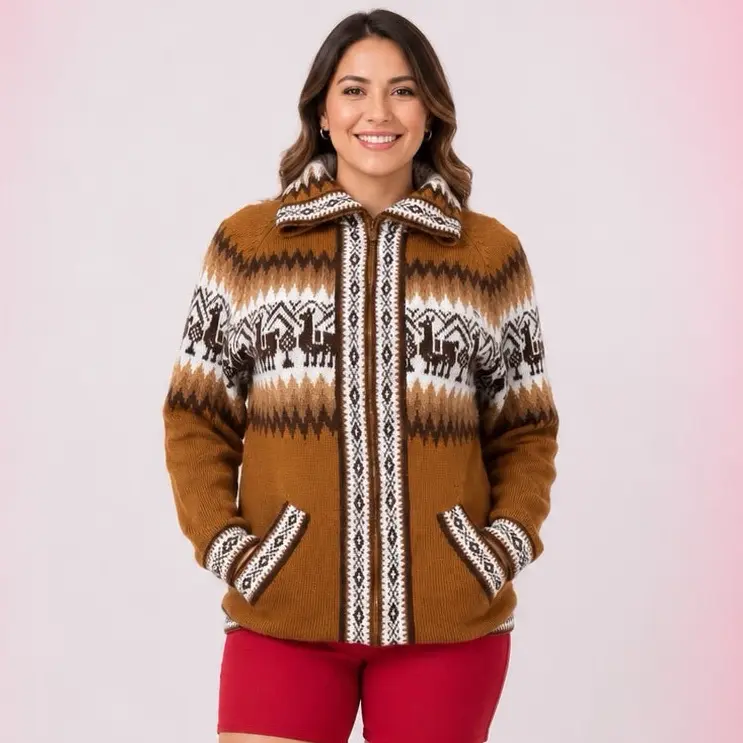 Sueter Peruano cierre $39 - Artesanal Made by Hand Lightweight & Easy to Style for Everyday - sueter de alpaca