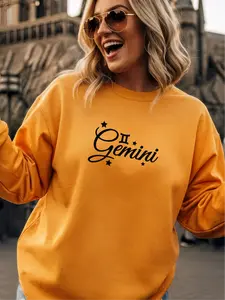 Gemini Zodiac Sign ~ Embroidered Unisex Crewneck Sweatshirt Stitched in the USA