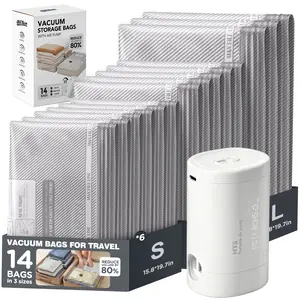 Vacuum Seal Bags for Travel Clothing with Rechargeable Electric Pump, Cordless Travel Vacuum Bag Set with USB Air Pump, Space Saver Vacuum Bags for Travel, Reusable Compression Bags for Luggage & Home, Vacuum Packing Bags Perfect for Carry-On Suitcases