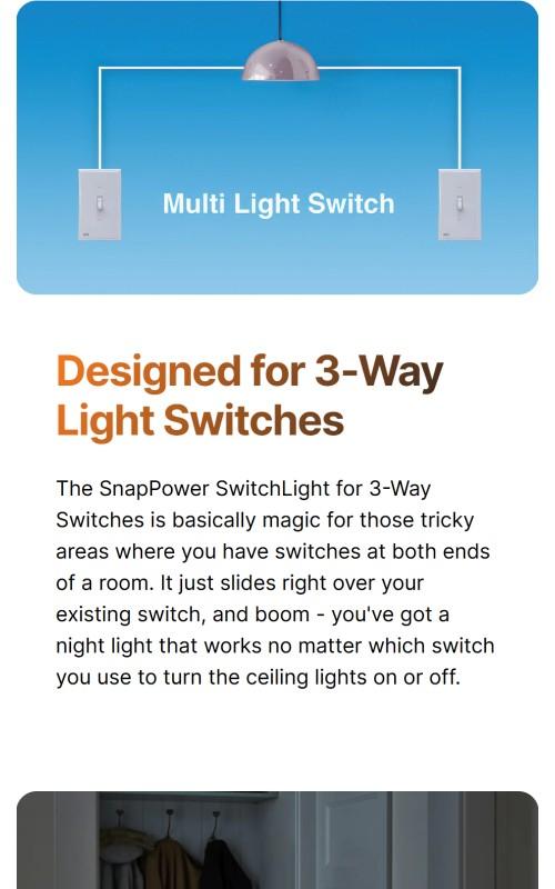 SwitchLight 3-Way - Illuminated Light Switch Cover Plate, Integrated LED Nightlight by SnapPower