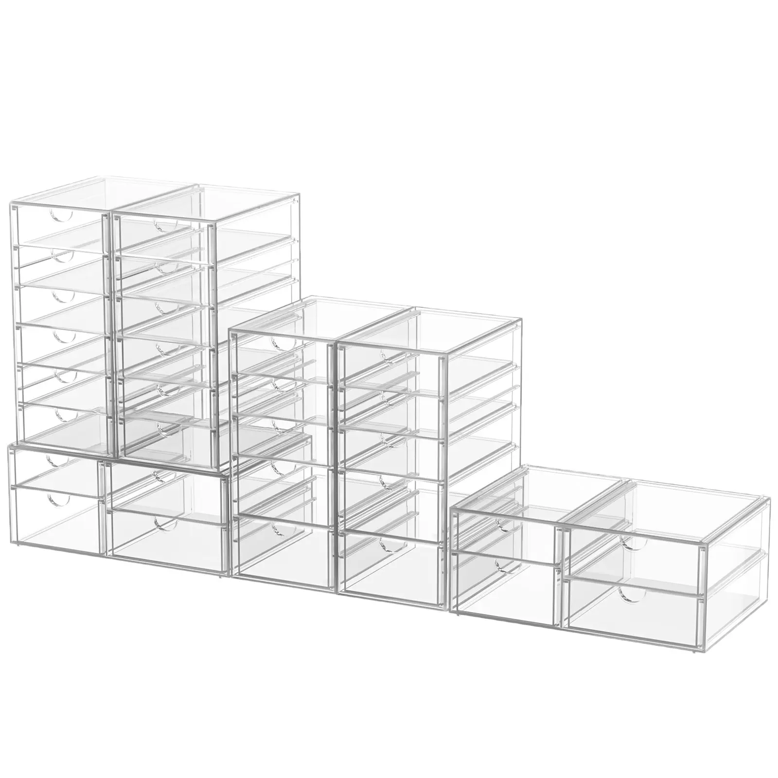 7CODE 30 Drawers Acrylic Storage Organizer - Versatile Stackable Desk Solution for Makeup, Jewelry, Arts & Crafts Beads, Office Supplies, Fishing Lures, Sewing, Pills & Vitamins - Clear Plastic Dresser Bathroom Cabinet,dorm essentials,home decor