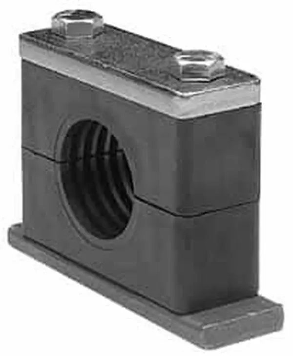 HYDAC Polypropylene Heavy Duty Vibration Control Clamp for 3-1/2" Pipe 8.86" Wide x 7.87" High x 3.15" Deep, Carbon Steel Plate, Weld Plate, Top Plate, Plastic Clamp Pair & Bolts 2056195