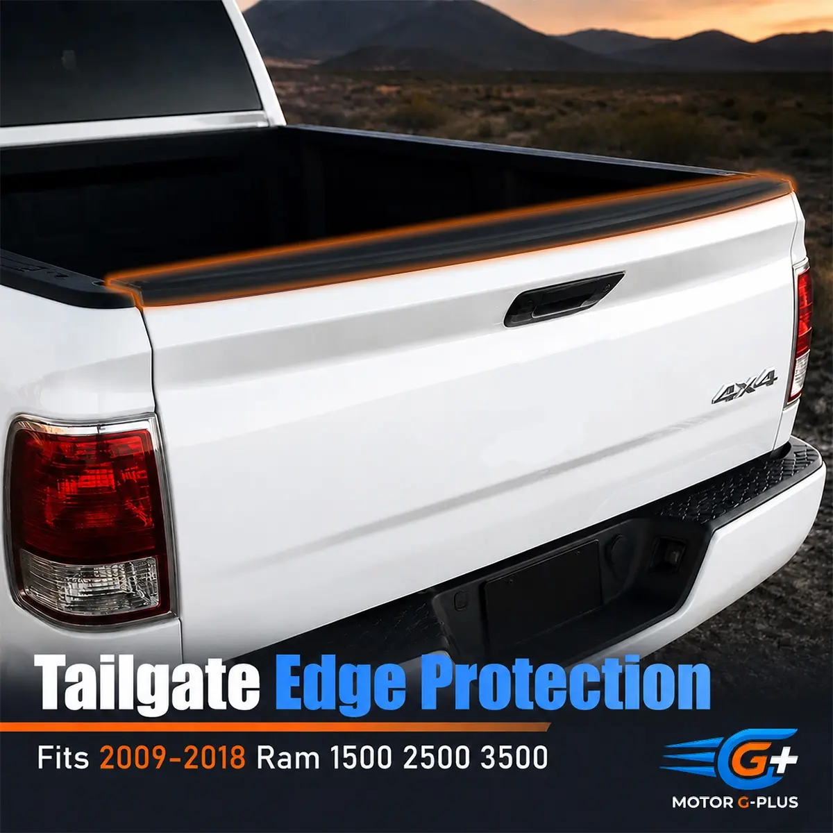 MOTOR GPLUS 1 x ABS Plastic Lightweight Tailgate Top Cover Cap Molding Guard Protector, Direct-Replace Truck Accessories for 2009-2018 Dodge Ram 1500 2500 3500, Paint-Match Chrome Car Exterior Trim