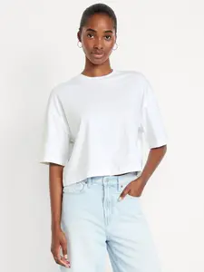 Old Navy Women's Vintage Crew-Neck Oversized Crop T-Shirt