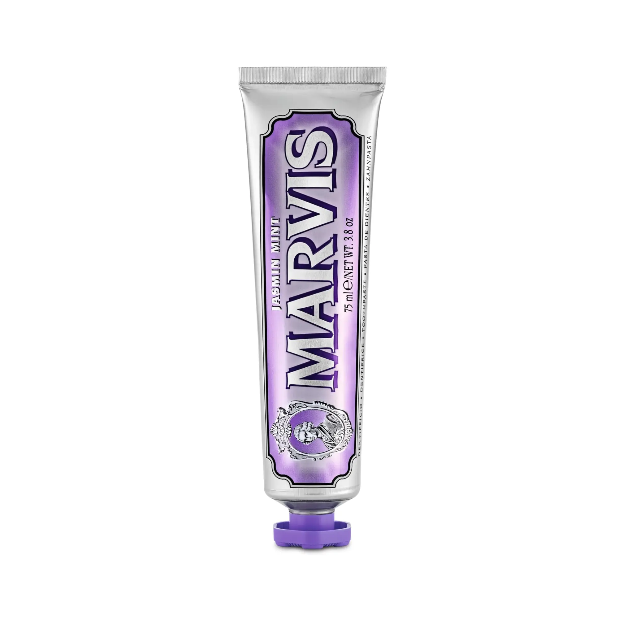 Marvis Jasmin Mint Dental Care Toothpaste, Oral Care Formula with Jasmine & Ginger, Florence-Sourced, 75ml, Gluten Free, Fresh Breath, Plaque Removal