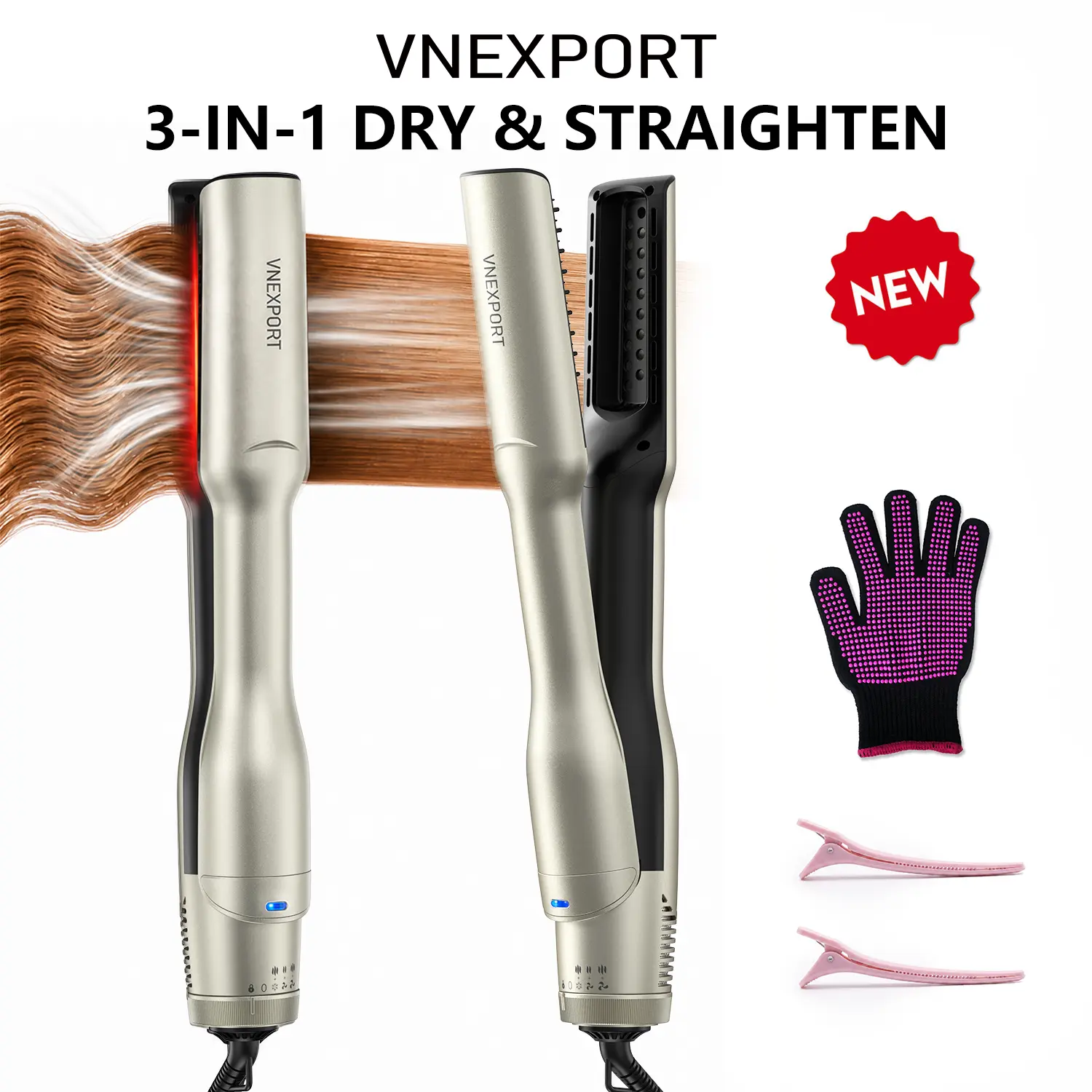Straightener hair straighteners flat iron automatic straightener Smooth Styling Tool Wet to Dry Hair Straightener Brush 3-in-1, Fast Drying Quick Blowout Styler for Busy Mornings, Air Pause VNEXPORT SD-919 Upgraded Version#SummerWins #DealsForYouDays