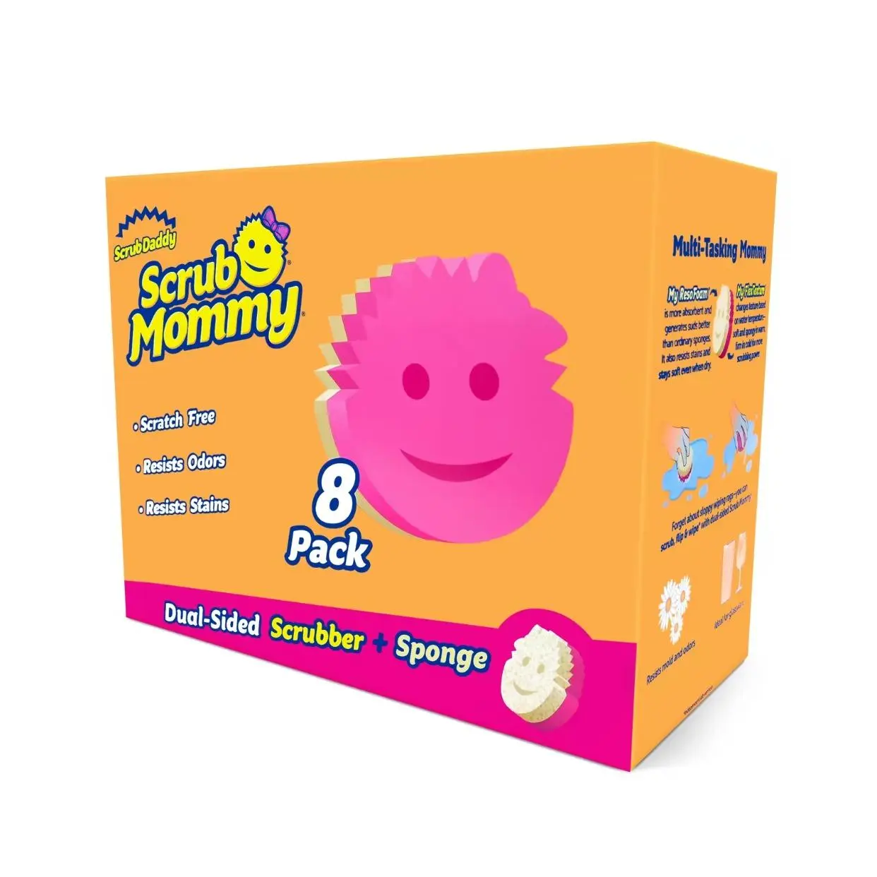 Scrub Mommy Sponges 8 Count - Scratch Free Multipurpose Kitchen Sponges - Stain & Odor Resistant Cleaning Tools - House Cleaning Supplies