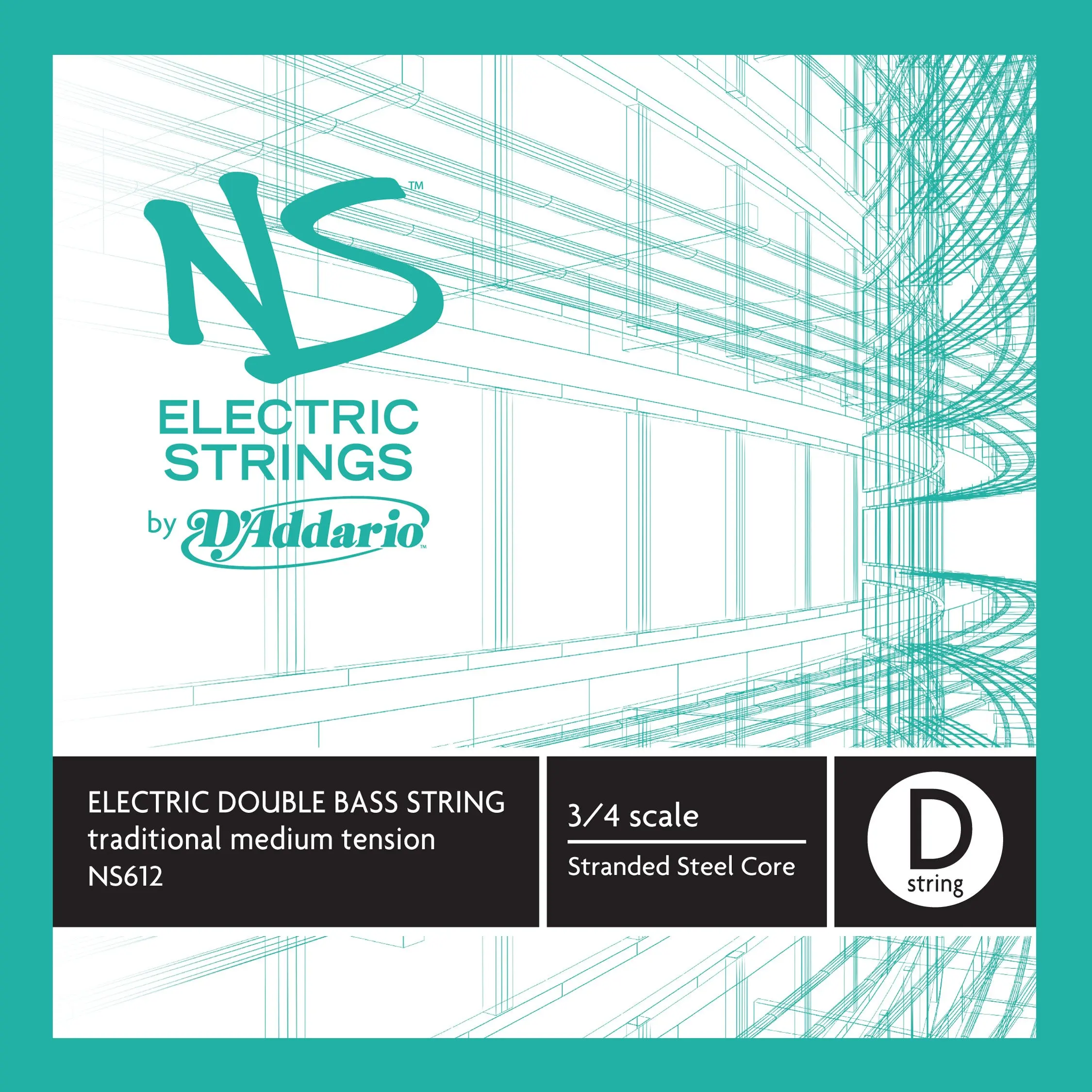 D'Addario NS Electric Traditional Bass Single D String, 3/4 Scale, Medium Tension