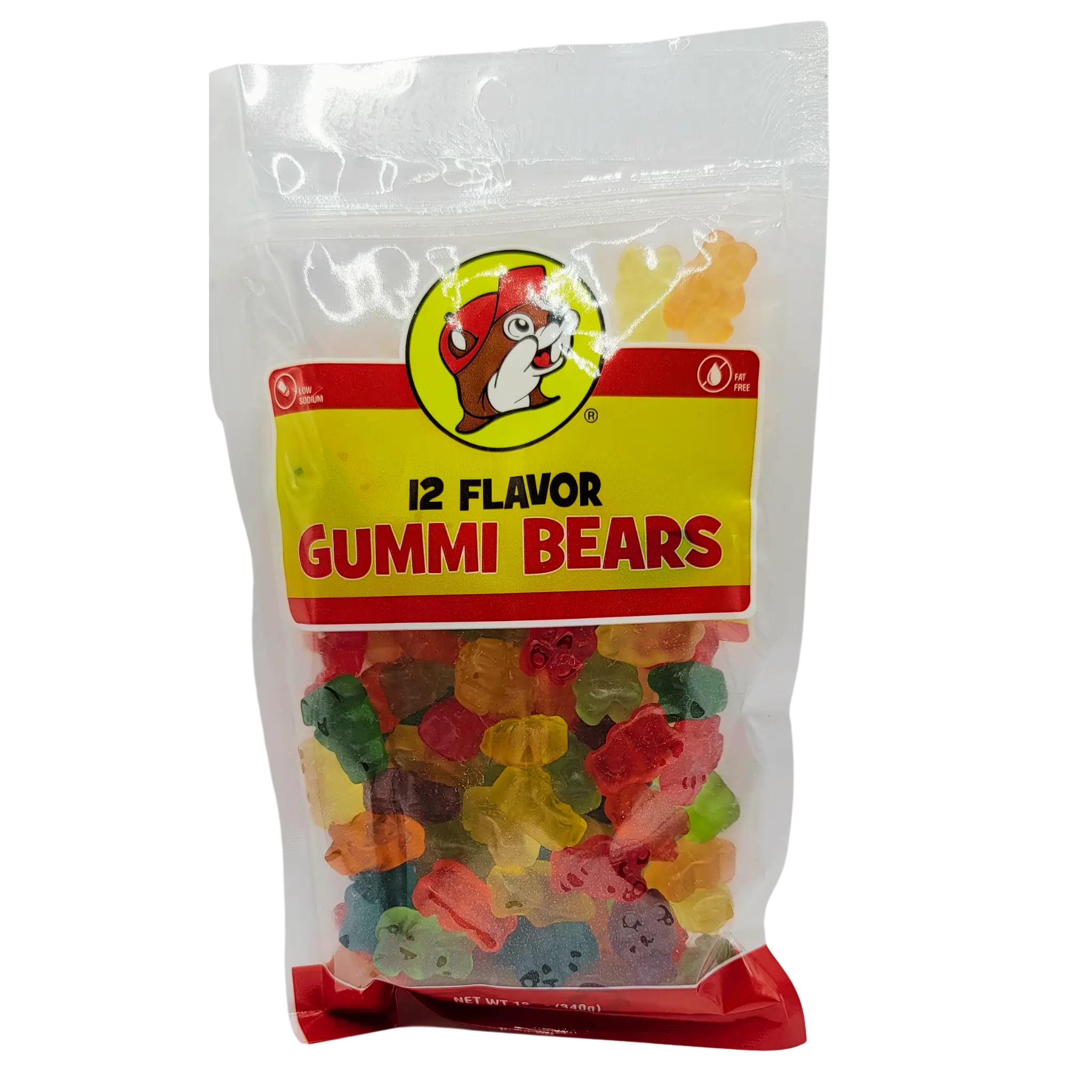 Buc-ee's 12 Flavor Fruity Gummi Bears Candy Snack Resealable Bag- Soft and Sweet