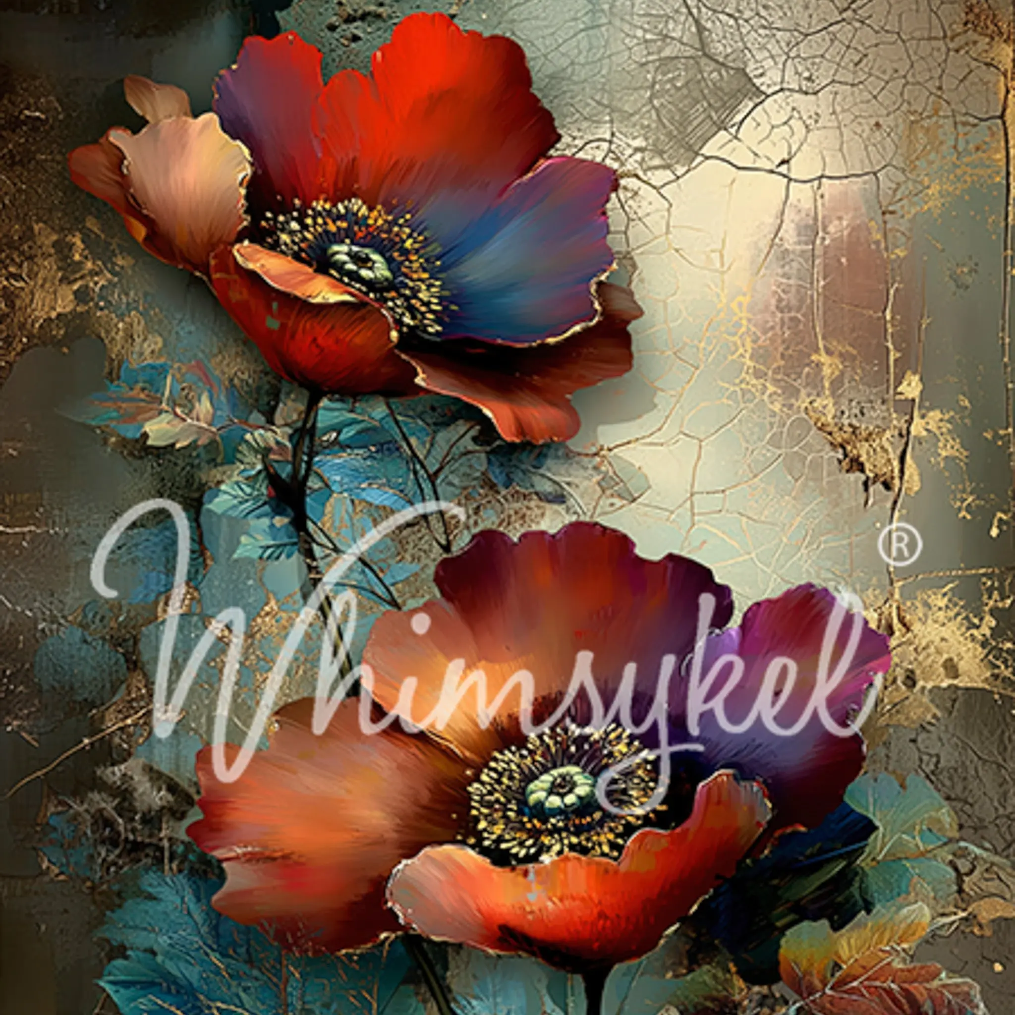 Whimsykel - Moody Petals Decoupage Paper (21x29 Size)