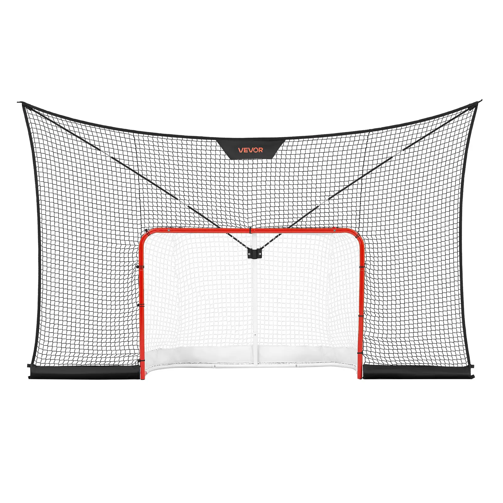 VEVOR Hockey Goal Goal and Backstop Net Set, 12x7 ft Durable Hockey Net with Extended Coverage, Lightweight Portable Complete Training Accessory Set, Easy Assembly, for Youth and Adults#BacktoSchool