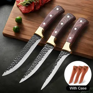 1PC/3Pcs Stainless Steel Kitchen Knives Set, Ultra-Sharp Arc Boning Knife with Sheath, Professional Butcher Knife for Slicing, Trimming & Deboning, Durable Meat Cutting & Fishing Knife