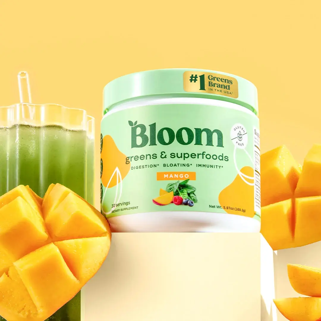 Bloom Nutrition Greens & Superfoods Powder (30 Servings) - Digestion, Gut Health, Bloating Relief, Spirulina & Chlorella with Probiotics & Antioxidants