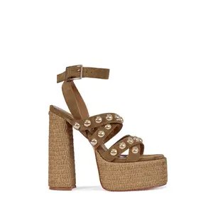 Yandy Brown Platform Studded Heel