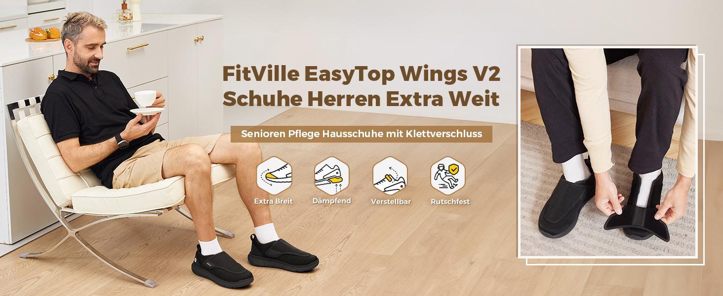 FitVille Men's EasyTop Wings Diabetic sporty Shoes V2 Boy Footwear Comfort Flat Soft Mix Color Sneaker Runner summer shoes High Rebound Midsole Honeycomb Rubber Outsole Stable Heel Ring mens shoes Outdoorfun