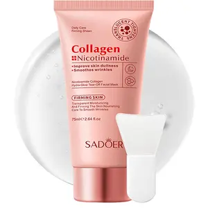 Collagen & Niacinamide Peel Off Face Mask for Daily or Night Care, Firming & Hydrating Facial Mask for Wrinkle Smoothing, Korean Face Masks,  Facial Masks Suite for All Skin Types, 2.64Oz