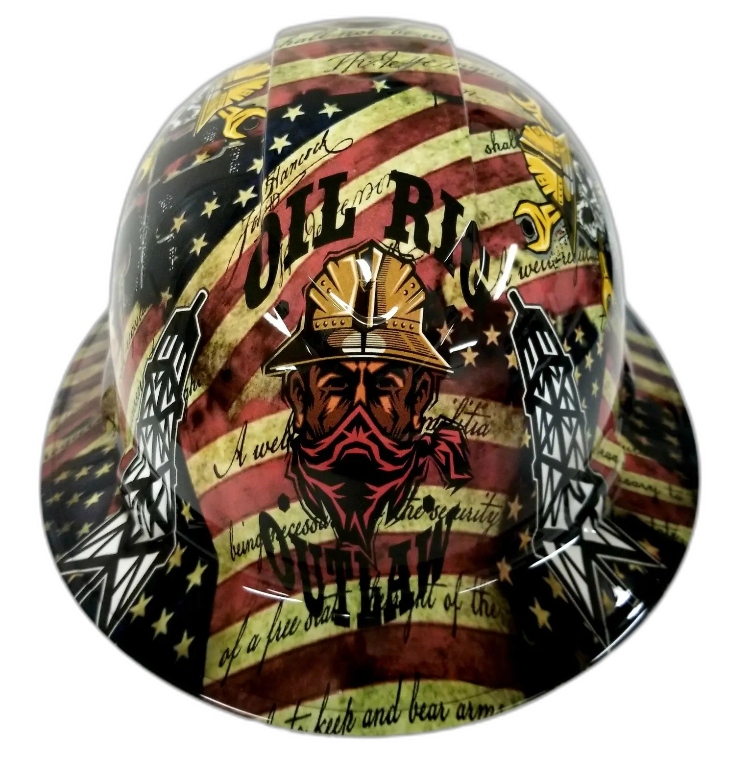 Oil Rig Outlaw Roughneck - Custom Hydro Dipped Full Brim Hard Hat