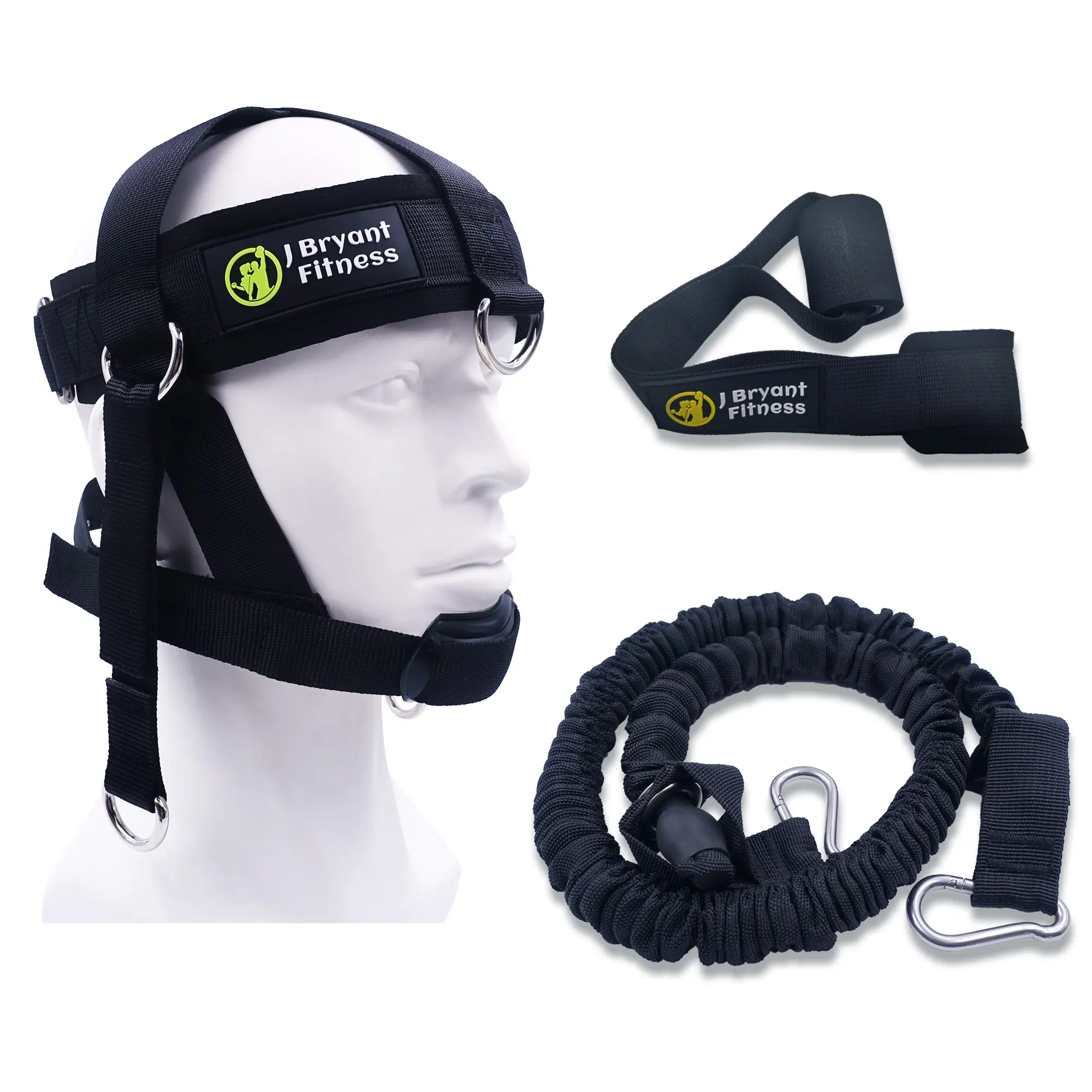 J Bryant Adjustable Neck Harness Set - Weight Lifting & Neck Strength Training Kit with Resistance Bands, Door Anchor for Home Gym, Outdoor Use | Workout Fitness Equipment, Resistance Bands Workout