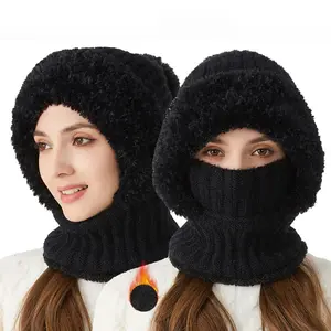 Winter Fleece Lined Beanie for Women, Warm Knit Pom Pom Hat, Trendy Solid Colors for Daily Wear and Outdoor Activities