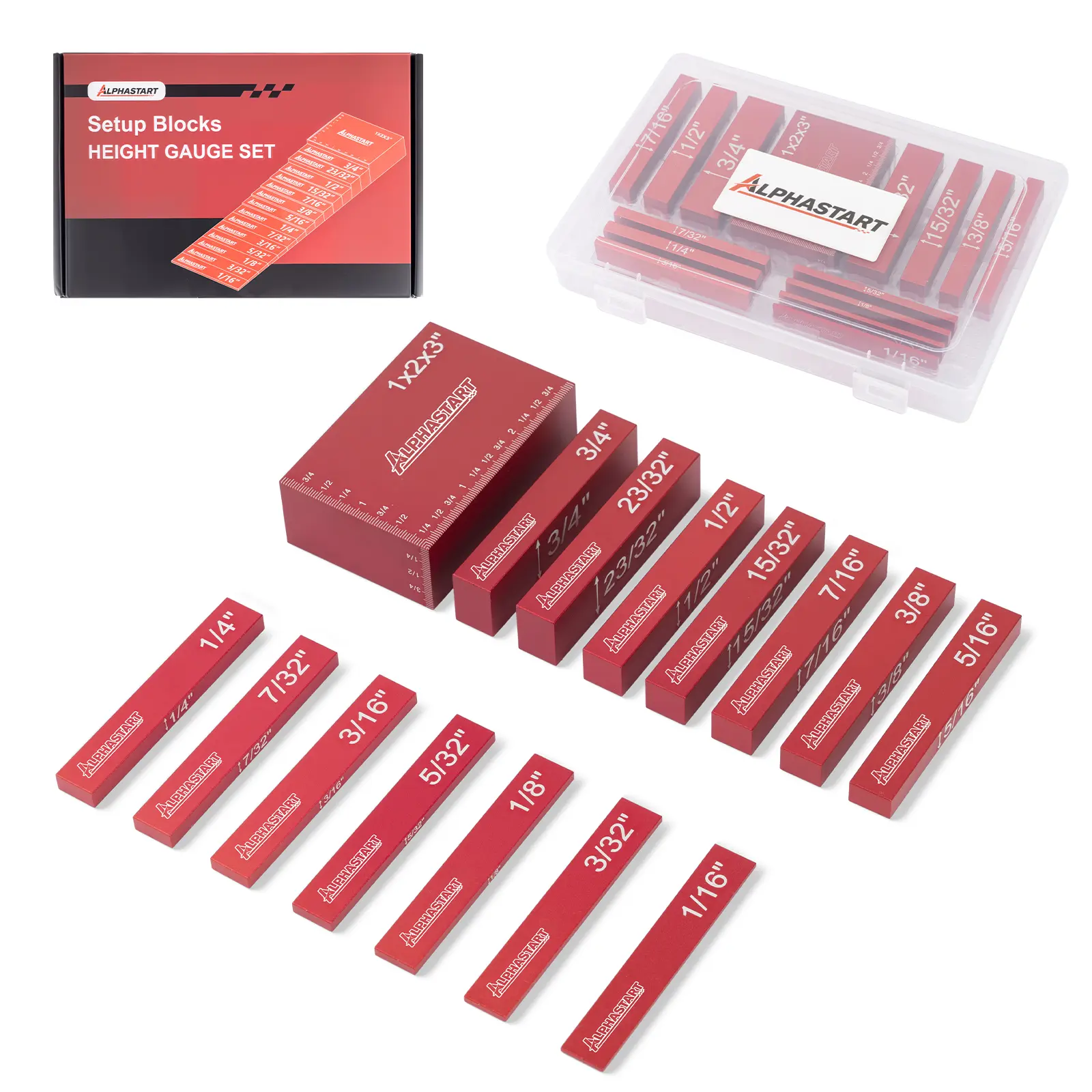 ALPHASTART 15pcs Precision Aluminum Setup Bars - 3 Inches Long Router & Table Saw Accessories, Setup Blocks Height Gauge Set for Craftsmen & DIY Enthusiasts with Laser Engraved Size Markings