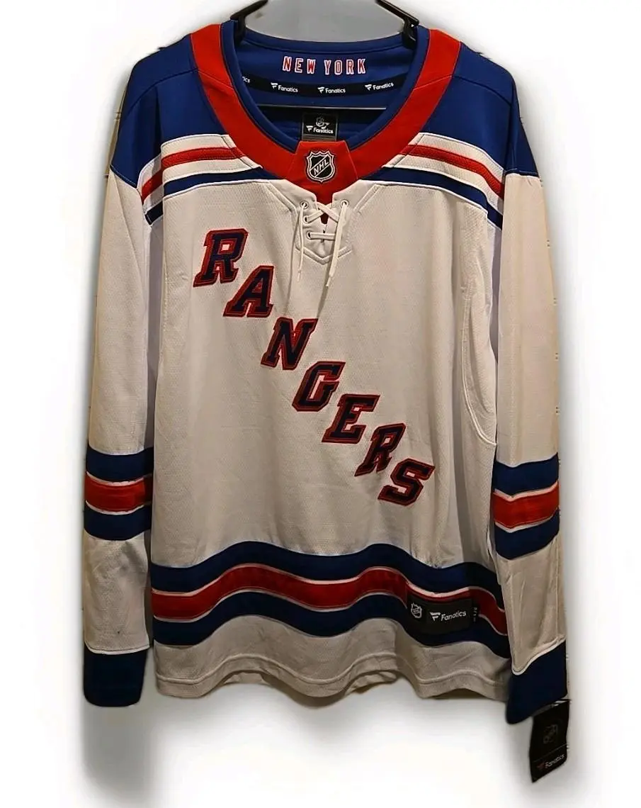 Fanatics New York Rangers NHL Jersey Size Large White Game Time Brand New Fan Apparel