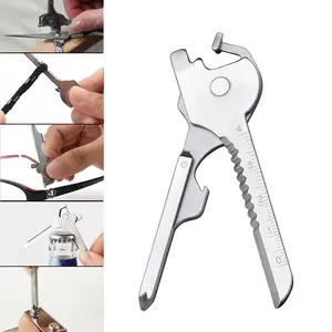 6-in-1 Stainless Steel Multitools, Keychain with Wrench, Screwdriver, Bottle Opene, Ruler for Camping & Survival & Hiking
