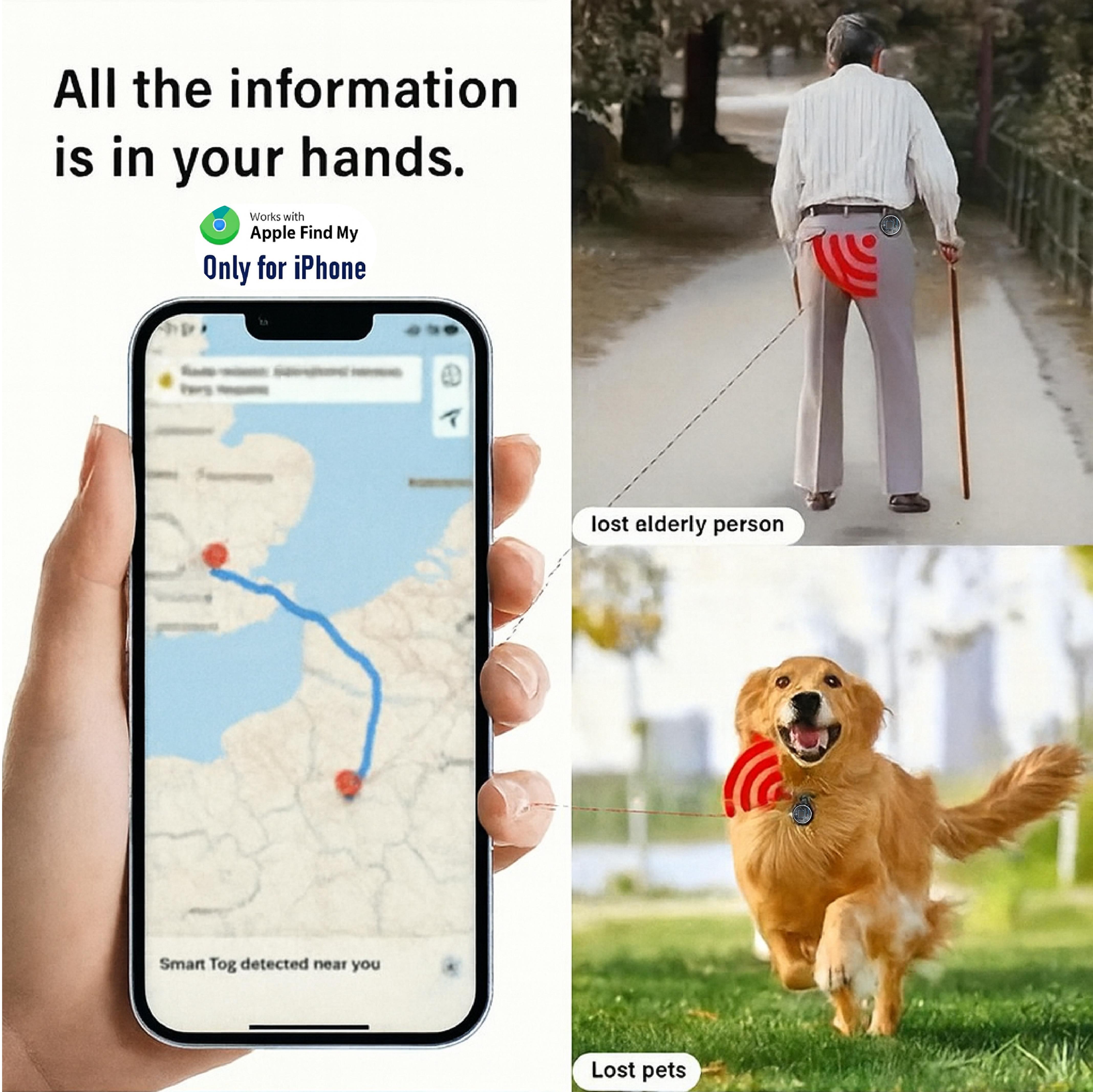 [Spring Deals] Tukio GPS Tracker(iOS Only) for Kids & Pets Mini Clear Design Air Tag Weatherproof Case Anti-Lost Device Works with Apple Find My iOS Only IP67 Waterproof Replaceable Battery Remote Bluetooth Protection