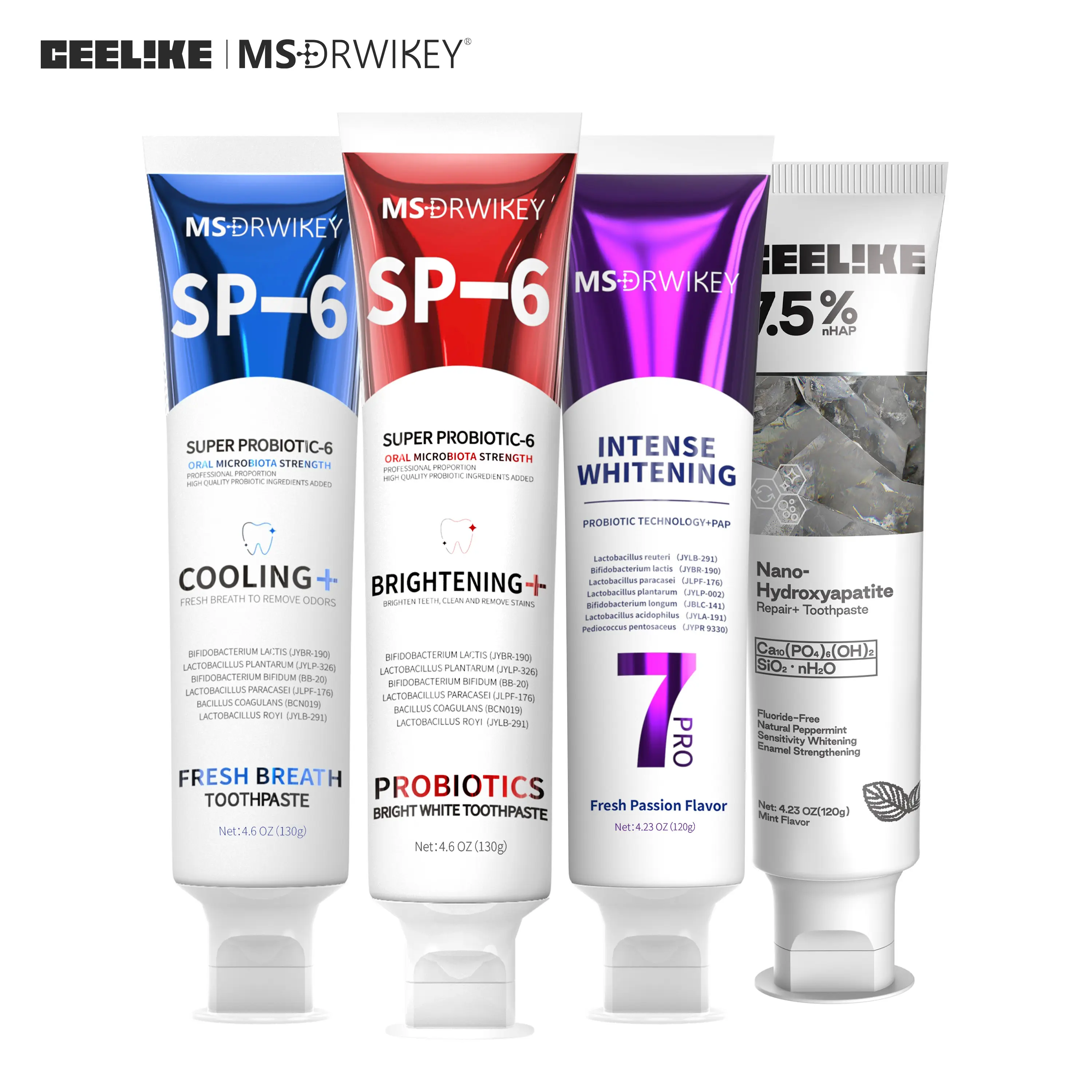 CEELIKE MSDRWIKEY Oral Care Tooth Cleaning Kit (4-Piece) - 7Pro, SP-6, Cool Mint Toothpaste, Hydroxyapatite Toothpaste for Fresh Breath, Cool Mint Toothpastes
