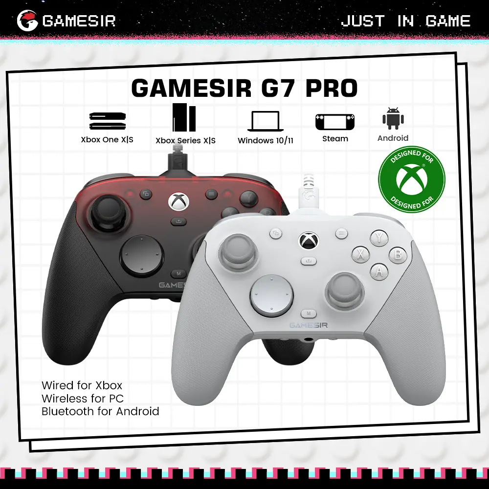 GameSir G7 Pro Flagship Gaming Controller - Wired for Xbox, Wireless for PC & Mobile with Magnetic Micro Card Sticker Accessories, Receiver