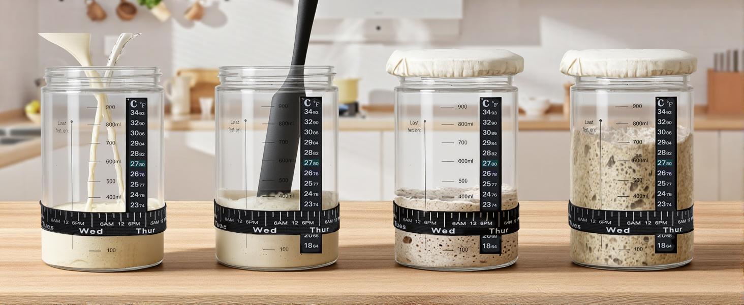 Sourdough Starter Kit, Banneton Bread Proofing Basket, 24oz Glass Sourdough Starter Jar, Sourdough Bread Baking Supplies, Sourdough Proofing Basket, Bread Making Tools (12PCS)