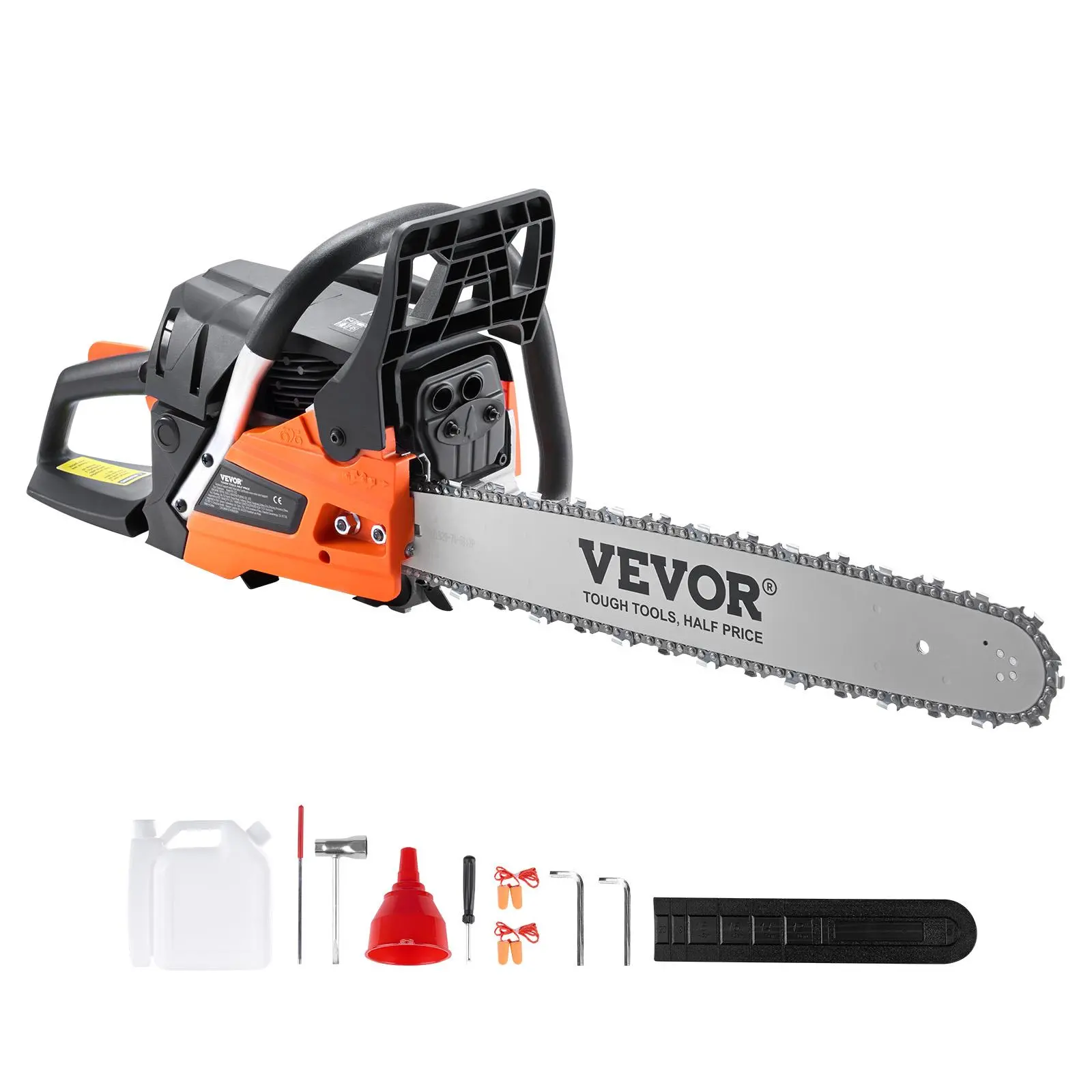 VEVOR High Power Top Handle Steel Gas Chainsaw, Gasoline-Powered Work Tool with Leak-Resist Tank, for Felling, Wood Cutting, Outdoor Enthusiasts, Lowers Maintenance Costs, Work Tools