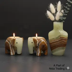 Onyx Tea Light Candle Holder, 2.5x2.5x3 in Decorative Figurine for Home & Office Decor, Creates Warm Glow