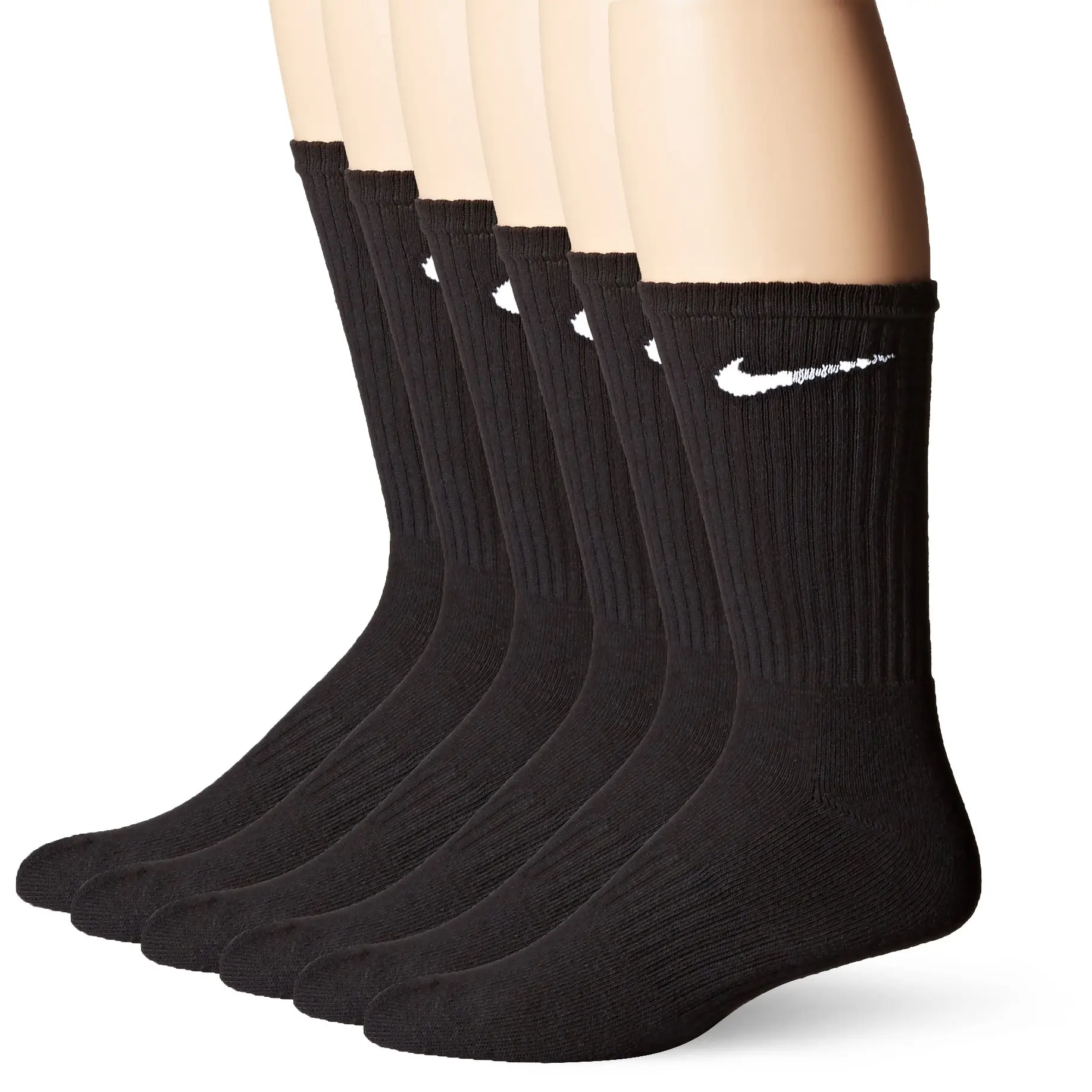 Dri-Fit pull away sweat to keep you cool and comfortable Supportive fit with arch compression Reinforced heel and toe for enhanced durability Crew 6 pair