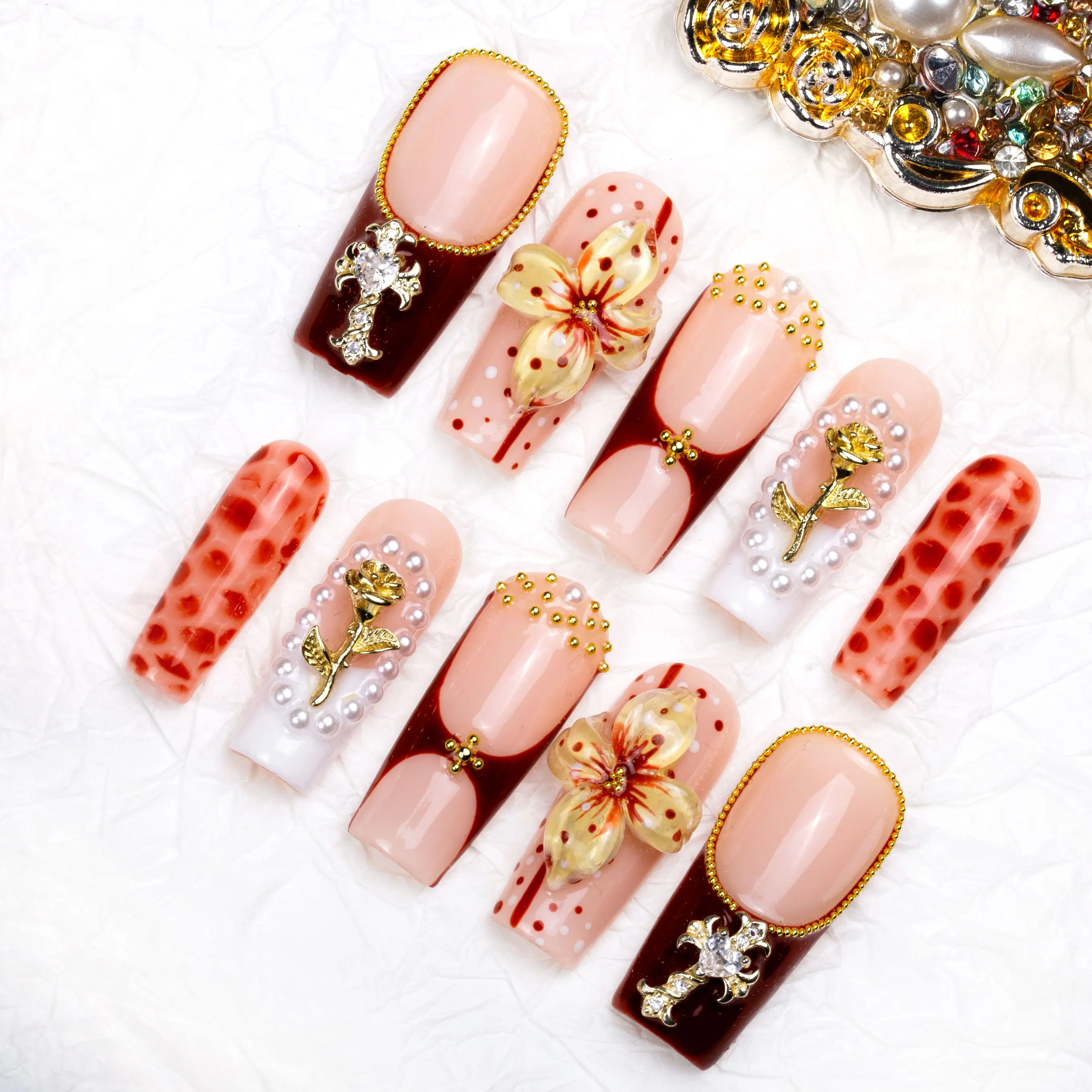 Lovful Baroque Style Gorgeous Handmade Acrylic Press-On Nails|10PCS Reusable,Salon Quality Beauty Products Outdoorfun #DealsForYouDays