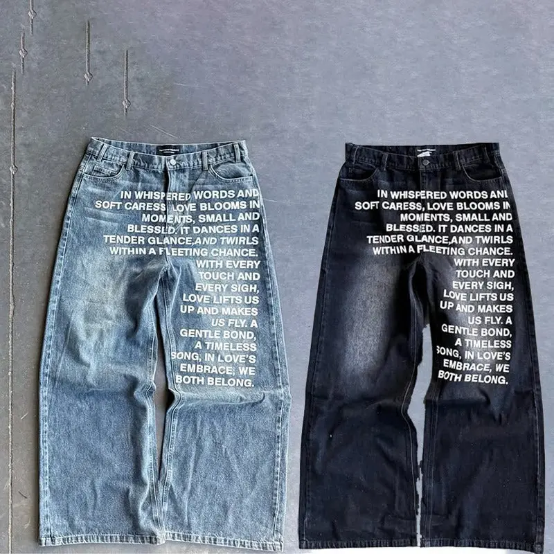 Retro hip-hop street washed jeans
