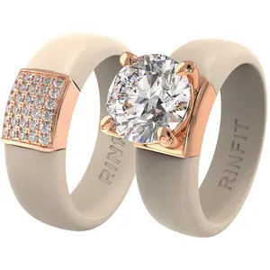 Set Silicone Ring – 7mm Round Solitaire CZ | Patented Design - GlowStone Collection