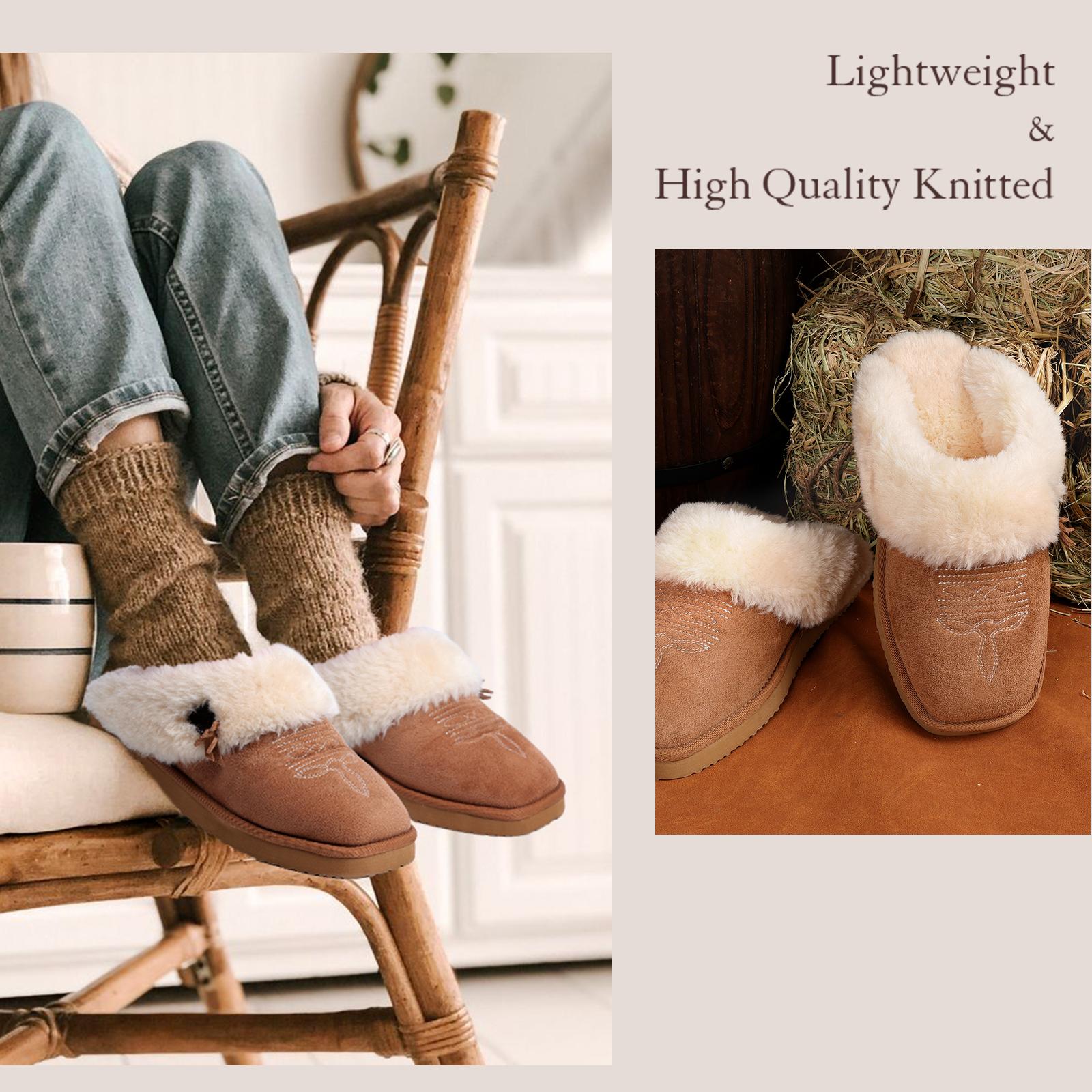 OOW Western Fluffy Slippers for Women with Memory Foam Comfy Houes Cowgirl Boot Slippers for Bedroom Indoor Square Toe Winter Walking Shoes Chestnut OOW Western Fluffy Slippers for Women with Memory Foam Comfy Houes Cowgirl Boot Slippers for Bedroom Indoor Square Toe Winter Walking Shoes Chestnut