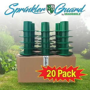 Sprinkler-Guard (20-Pack) by GRASSHOLE – Durable, flexible, long-lasting lawn sprinkler head protection and damage prevention.  Smart defense engineered to prevent sprinkler head damage – built to last, season after season Leak Proof Hose