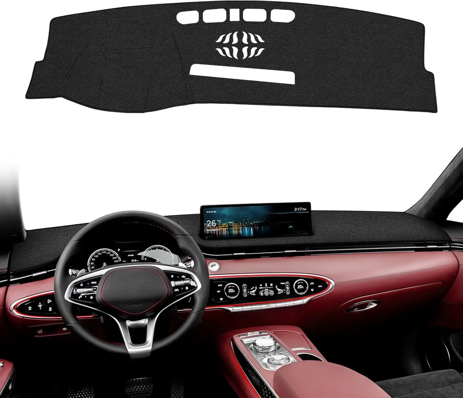 KUST Factory-Fit Cut Dashboard Cover Mat for 2022-2025 Genesis GV70, Non-Slip Polyester Car Accessories Interior, Anti Slip Pad for Dashboard, Vehicle Accessories UV Ray Guard Glare Shield