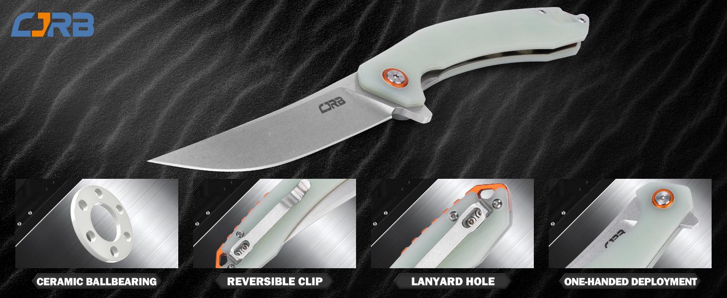 CJRB Gobi  Pocket Knife, 2 Pack, Tool knife with AR-RPM9 Steel Blade and G10 Handle for Men Outdoor, Black and Natural Green