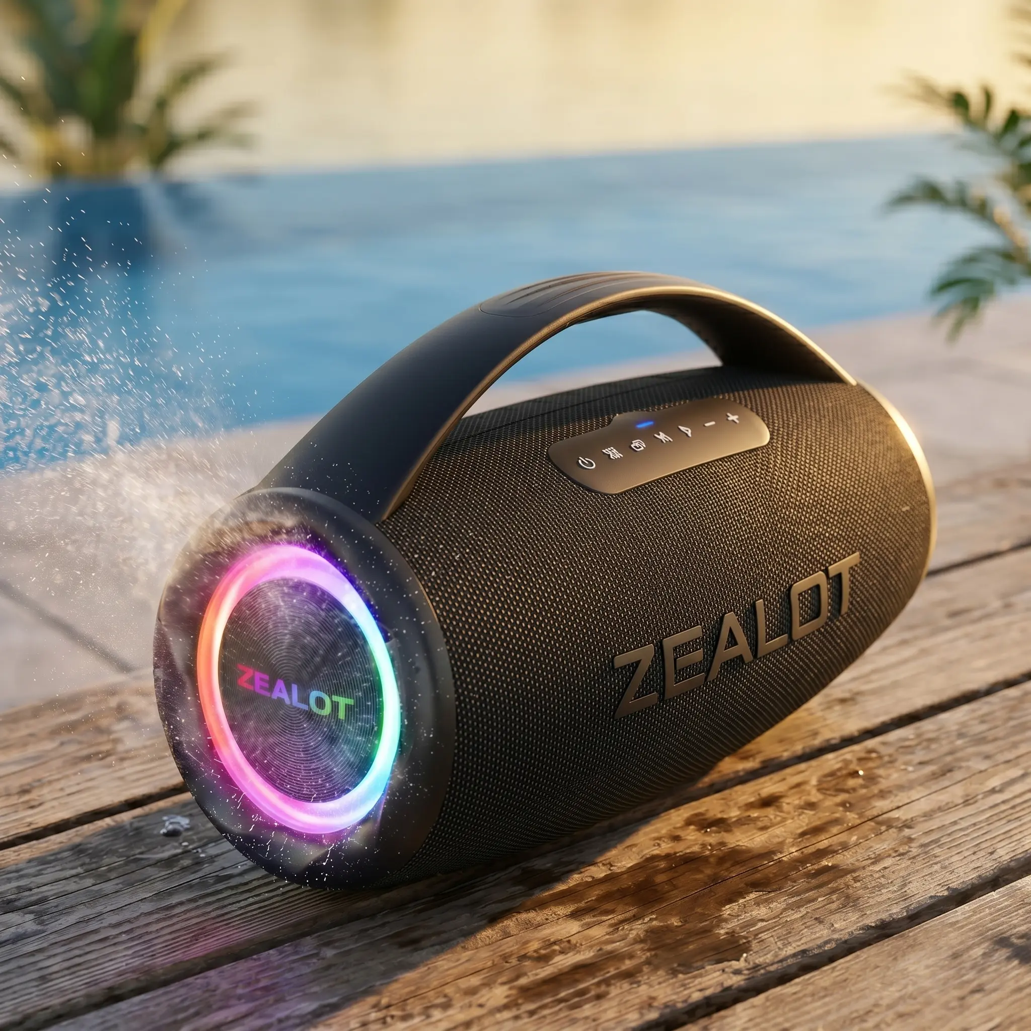 ZEALOT S97 120W Compact Outdoor Wireless Speaker - IPX6 Waterproof, RGB Lights, Deep Bass, 16000mAh Power Bank Charging Device, Audios Sound System for Summer Pool Parties, Camping, Speakers, Bluetooth Speaker tiktokshopbacktoschool